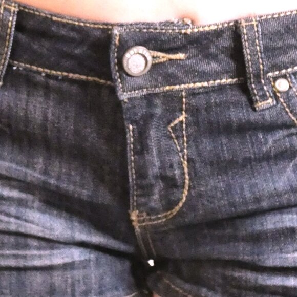 Hot Kiss Sz 5 Shorts Hot Pants Navy Blue Denim Jean Cici Distressed Pockets - Picture 9 of 11